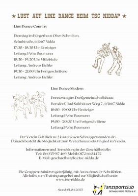 2025-04-22 - (TSC-Nidda) FLYER =Linedance mit Petra Linedance mit Petra in Ober-Schmitten