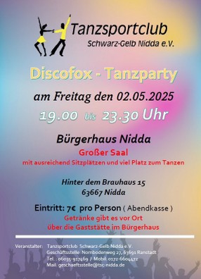 2025-05-02 - (TSC-Nidda) FLYER =Discofox-Party.jpg Discofox-Party in Nidda am 02.05.2025